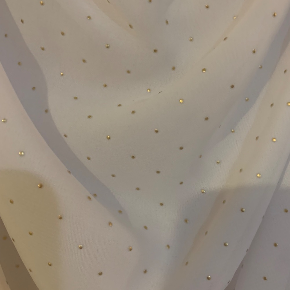 Vivace White/Gold Strapless Peplum Top Sz L View 2